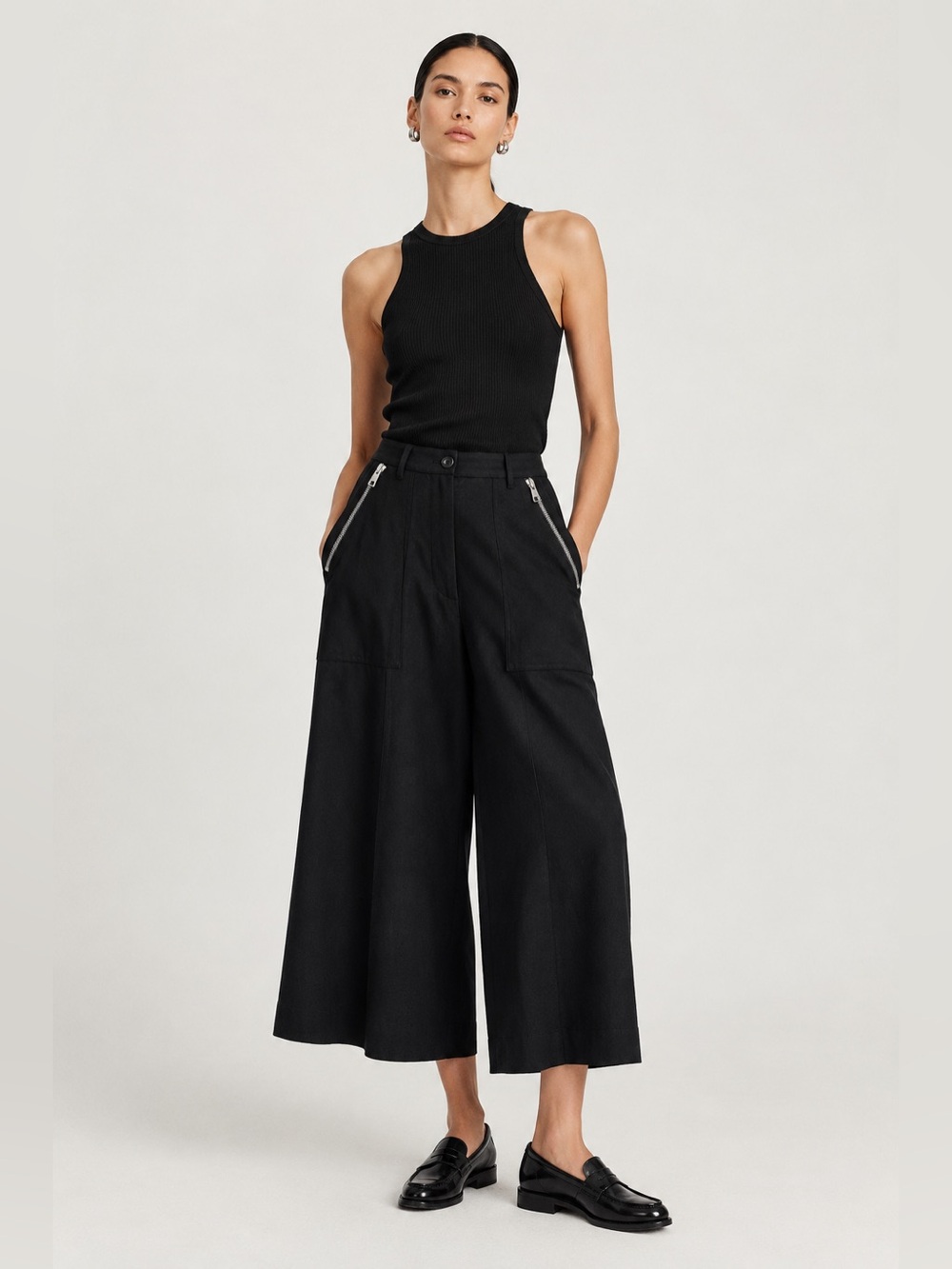 KENZO Black Tailored Wide Leg Crop Trouser Pants Size 38/28 US